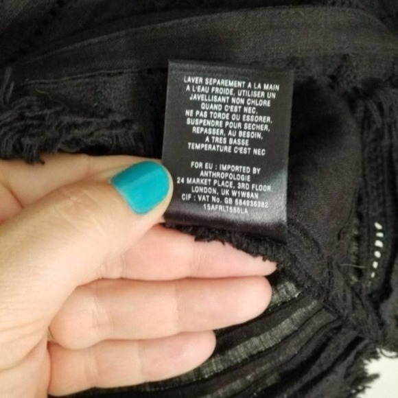 Anthropologie Meadow Rue Boho Linen Fringe Bottom 3/4 Sleeve Gypsy Top Size Sm - Picture 5 of 6